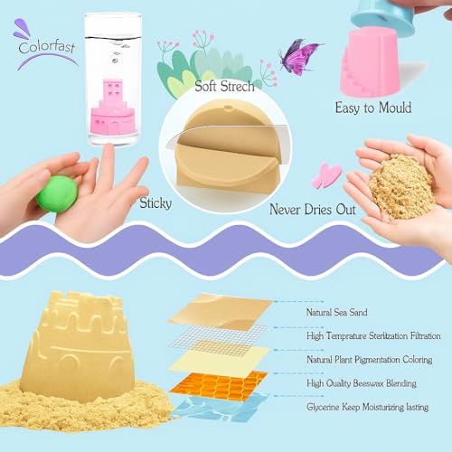 Image of ASTIKAYA Megic Sand 500 Grams for Kids - Smooth Non-Sticky Muliticolor Sand for Indoor Beach Fun and Relaxation(Multi Color 500 GM ONLY Clay)