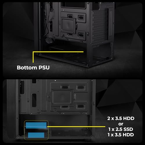 Image of Zebronics Invader Mid-Tower Premium Gaming Cabinet Eatx /ATX /Matx, 3X 120Mm Front + 1X 120Mm Rear Fan, Argb Inner Glow, RGB Led Control, Magnetic Dust Filter(Black) - Tempered Glass