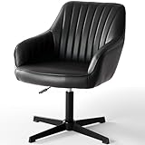 SURFOU Schreibtischstuhl Ohne Rollen, Vintage PU Leder Bürostuhl, Höhenverstellbar mit Rückenlehne, Belastbar...