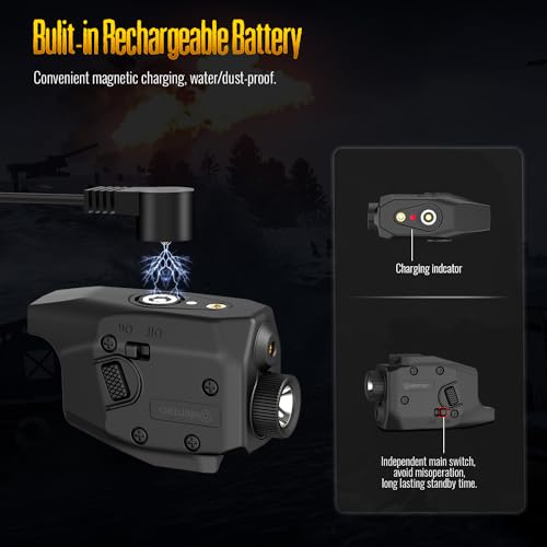 DEFENTAC 350lm Green Pistol Laser Light Combo is Solely Compatible with Glock G26/G27/G28/G33/G39, NOT Fit for Other Pistols, Magnetic Rechargeable,