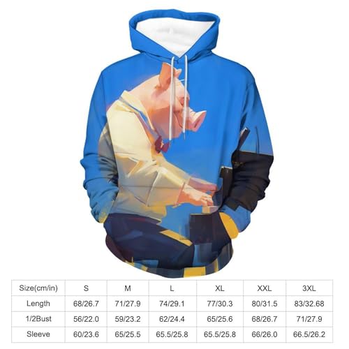 Hoodie Piano Cochon Sweat Original Coupe Confortable Pullover Taille S - 3