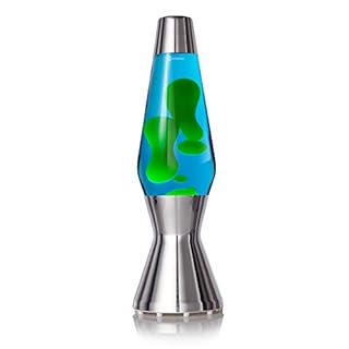 MATHMOS Lampe à lave Astro Argent | Inventeurs britanniques du classique du design de 1963 | Lampe à lave Bleu/Vert fabriquée à la main en Grande-Bretagne selon des normes de sécurité strictes