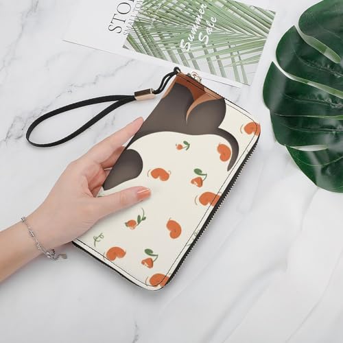 I Love My Dog Dachshunds Ladies' Leather Wallet With Hand Strap Slim Vertical Purse Wallets Card Case Long Zip Around Long Wallet Credit Cards Holder Phone Clutch4