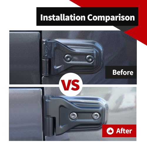 Voodonala for Jeep Wrangler JL JT 2Doors 4XE 2018-2024 Car Door Hinge Cover Compatible with Jeep Wrangler JL JT 4XE 2Doors 2018 2019 2020 2021 2022 2023 2024 (Matte Black,ABS,8Pcs/Set) by Voodonala - Image 2