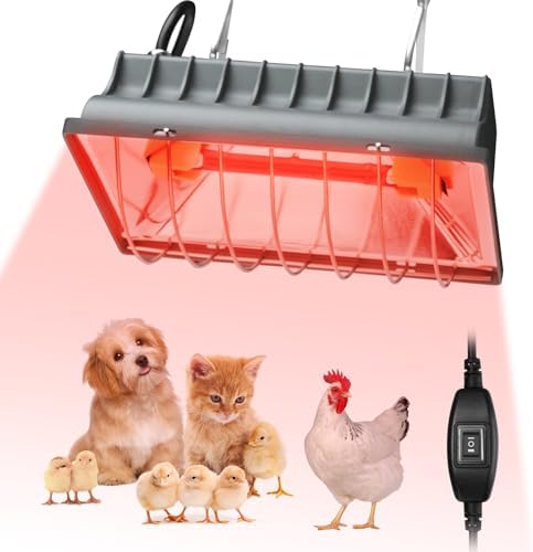 Chicken Coop Heat Lamp for Dog Kennel, Cat Bed, Reptiles & Incubators - 250W Adjustable Heat Lamp with 2 Heat Settings for Poultry, Livestock, and Pets