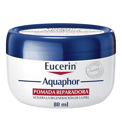 Eucerin Aquaphor Pomada Reparadora 80 ml – Crema Corporal Hidratante para Piel Seca y Agrietada - Pomada Cicatrizante con Pantenol y Bisabolol que Calma y Regenera - Sin Perfume y No Comedogénica