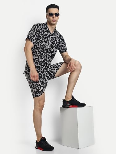 Image of DHRUVI Trendz Mens and Boys Rayon Co Ord Set | Trendy Night Dress | T Shirt and Short Set Combo Lounge | Stylish Summer Travel Wear | Matching Two-Piece for Vacation