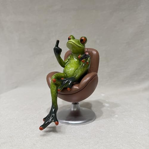 Image of AUGEN Polyresin Rotating Frog Boss Chair Statue Showpiece for Home Decor Decoration and Gifting (1767F20, 14cm)