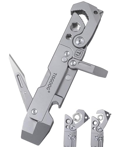 Titanium Pry Bar EDC Multitool with Folding knife Wrench Screwdriver Bottle Opene Ruler SIM Card Removal Tool Ruler EDC Pocket Multi Tool