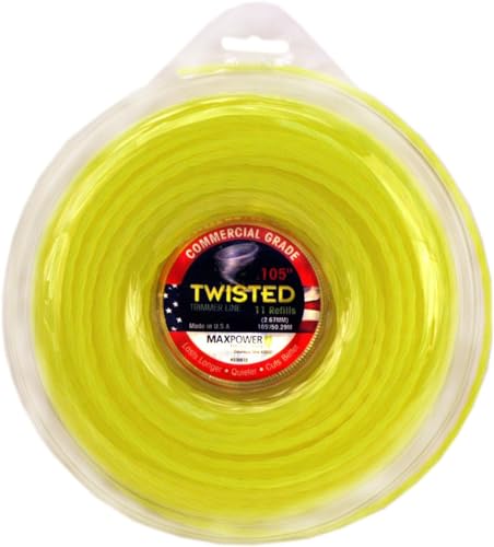 MAXPOWER 338815 Filo decespugliatore in copolimero 2.7mm 50 Metri Quadrato Ritorto, Giallo Neon