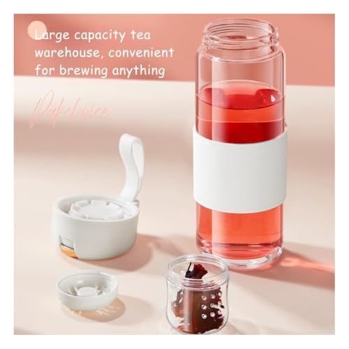 Image of Wosta Leakproof Glass Water Bottle with Stainless Steel Infuser Glass Tea Infuser Bottle with Strainer and Neoprene Sleeve for Loose Leaf Tea, Cold Brew Coffee. (D - BLACK, 420ML)