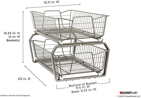 11-Inch Two Tier , Nickel : ClosetMaid 3088 2 Tier 11-Inch Wide Cabinet Organizer, Nickel