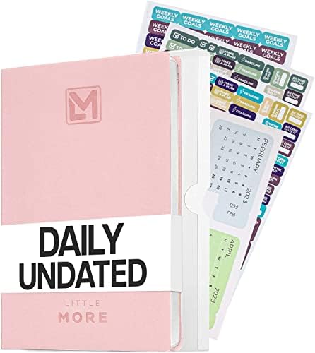 Little More Undated Daily Planner - Helps You Schedule, Keep Track, & Stay Organized - Includes Calendar Stickers - Hourly Undated Planner, Notebook & Agenda - A5 (5.5x8.5") - Grey