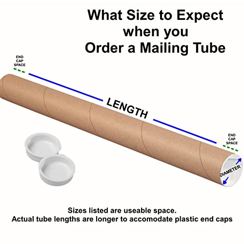 Tubeequeen Mailing Tubes With Caps, 4 Inch X 36 Inch Usable Length (2 Piece Pack) #TOP4