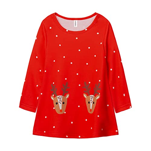 Mud Kingdom Girls Christmas Dress Long Sleeve Santa Claus Party Gift A-Lined Loose Fit