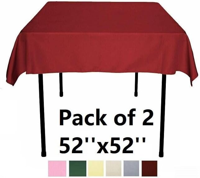 Miniatura 1 de Paquete de 2 manteles blancos de 52 x 52 pulgadas, manteles cuadrados de poliéster lavables de alta calidad para mesa de comedor, mesa redonda, mesa