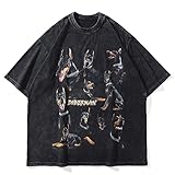 Aelfric Eden Graphic Tees Men Oversized Doberman Shirt Washed Vintage Streetwear Casual Summer Tops T-Shirt Unisex Black M