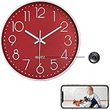 Wzglod Reloj De Pared con Cámara Espía WiFi, Reloj De Pared con Cámara Oculta WiFi 4K HD, Cámara De Niñera con Alarma De Detección De Movimiento, Cámara De Seguridad Encubierta para Interiores