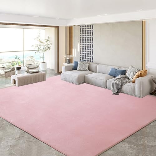 SK Studio Alfombras Salón Grandes Shaggy Pelo Corto Alfombra Habitación Dormitorio Lavables Alfombra Antideslizante Muy Suave para Comedor, Dormitorio Rosa, 140x200cm
