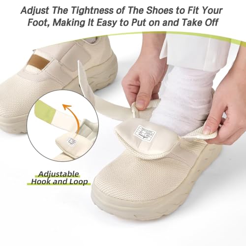 OrthoComfoot Women's Orthopedic Diabetic Wide Walking Shoes: Comfortable Casual Arch Support Plantar Fasciitis Loafers, Orthotic High Arch Swollen Feet Adjustable Work Shoes for Ankle and Heel Pain3