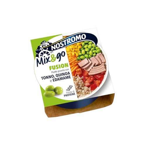 Nostromo Mix&Go Fusion - Piatto Pronto con Tonno, Quinoa, Edamame - Pasto Equilibrato e Veloce - 1 Confezione da 190g