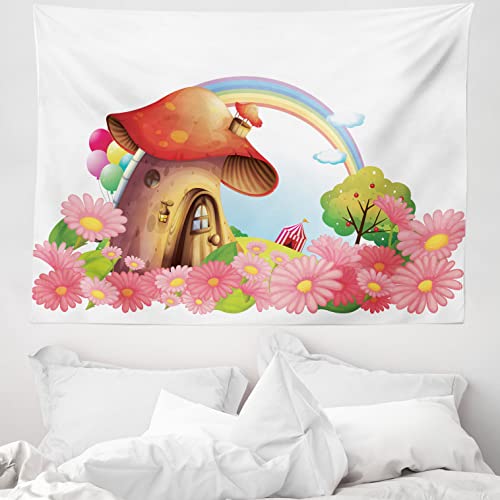 ABAKUHAUS Pilz Wandteppich, Kleines Pilzhaus im Garten der Blumen...