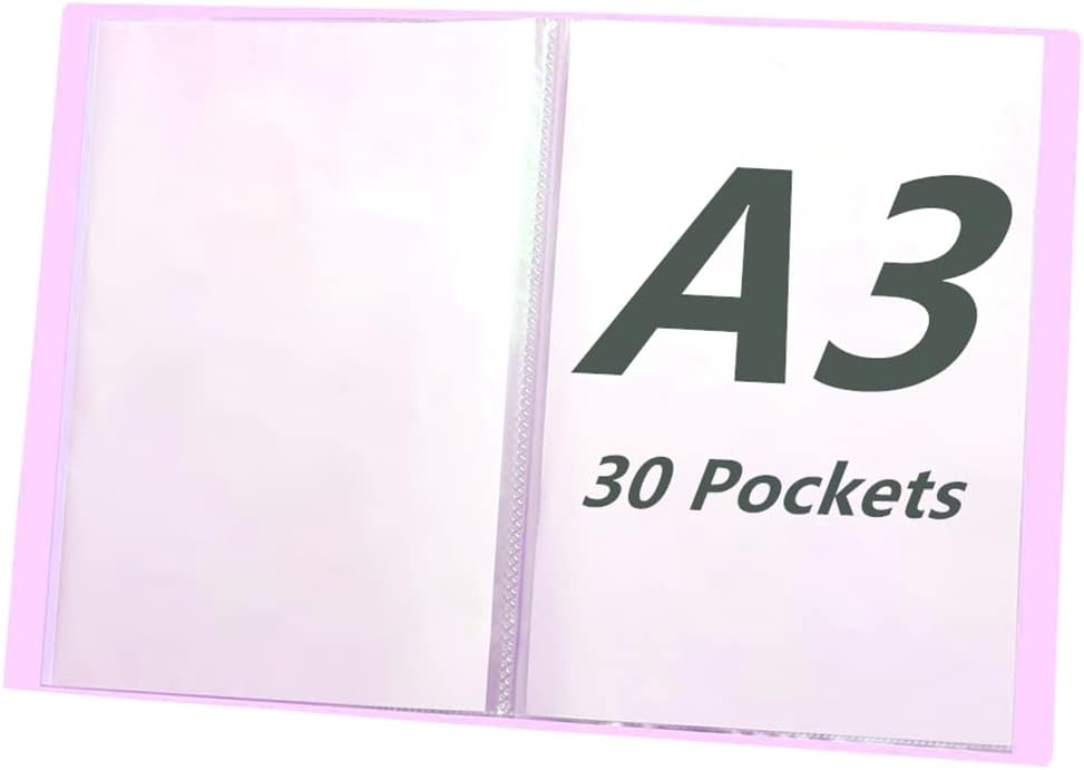 A3 Portfolio Folder with 30 Binder Sheets, Plastic Display Folder Binder Presentation Book with Clear Plastic Sleeves for Artwork Photo (Cherry Red)