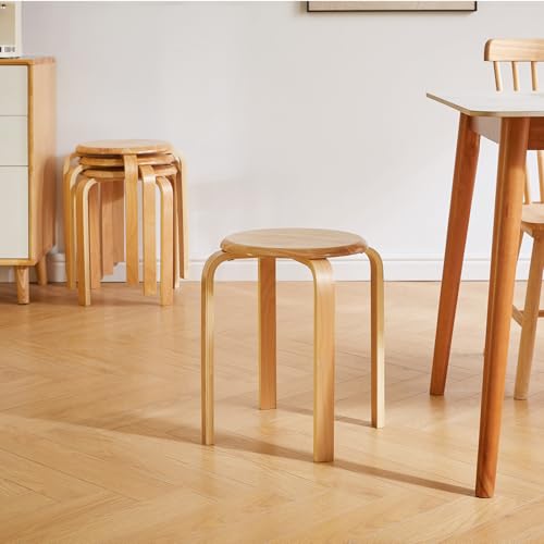 IBUYKE Juego de 4 taburetes Redondos de Madera, taburetes de Bar Silla apilable de Madera doblada Antideslizante sólida Taburetes apilables Cocina Oficina Silla de Fiesta RF-752-4 - imagen 9