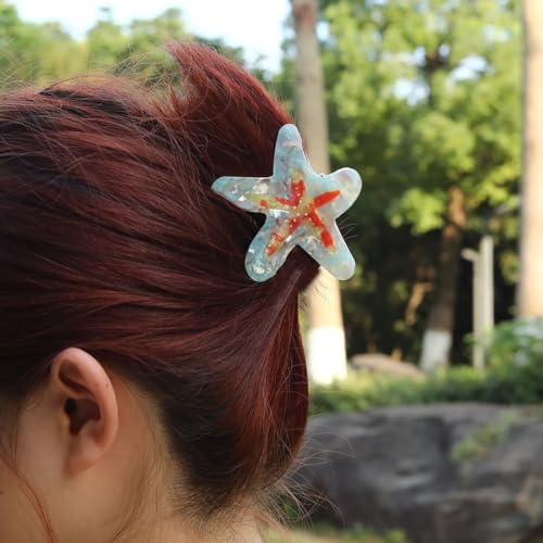 Starfish Claw Clip,Pure Manual Craftsmanship for Splicing Acetate Hair Clips for Women Personalized Ocean Animal Acetate Hair Claw