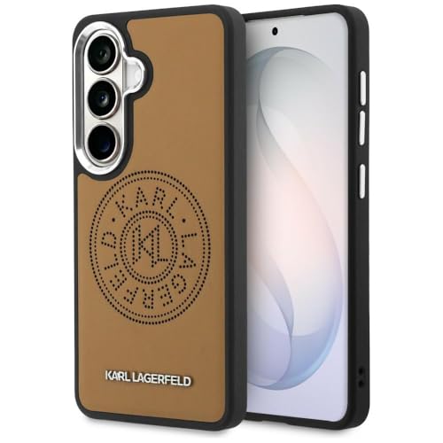CG MOBILE Karl Lagerfeld Étui perforé KL compatible avec MagSafe pour Samsung Galaxy S26 Plus (marron)
