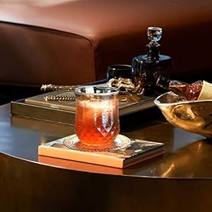 Old Fashioned Whiskey Glasses Set Of 4 1015oz Scotch Glasses Cocktail Drinkware Diamond Pattern 4 Coasters Iced Coffee Glasses Beer Glasses Cute Tumbler Cup Amber Color