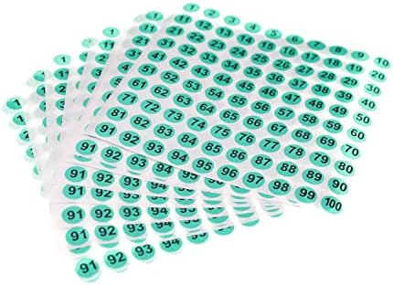 GODLOVEM 10 Sheets Number Stickers, 1 to 100 Number Self Adhesive Stickers 10mm Round Number Labels, White
