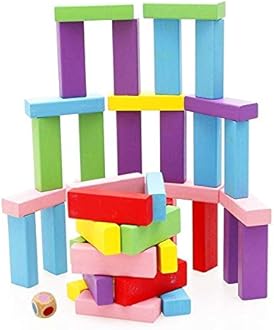 Storio Toys & Games Tumbling Tower Game for Kids and Adults, Wooden Blocks with Dices Game|Stacking Game Challenging Dice Game Maths Game