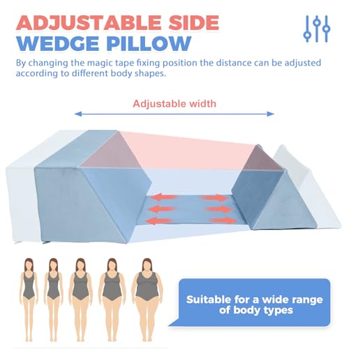 Side Sleeping Positioning Wedge Pillow Belt Connection, Adjustable Limit Width Bed Wedges Body Positioners for Sleep Apnea, Back Support Wedge for Back Pain Relief,Bed Sores,Anti Snoring, Post Surgery - Image 3