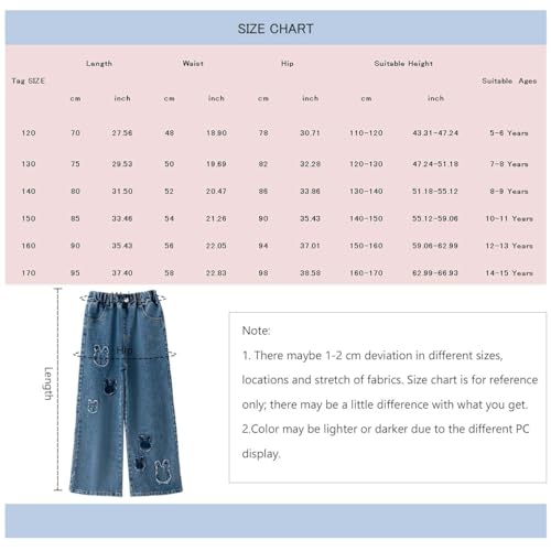 Jeans décontracté ample pour filles de 5 à 15 ans style streetwear - 7