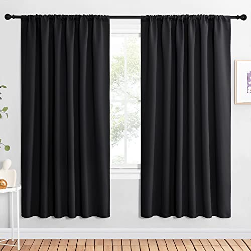 NICETOWN Black Blackout Curtains for Bedroom 62" Wide x 72" Long 2 Panels