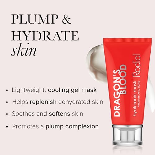 Rodial Dragons Blood Hyaluronic Mask, 1.7 fl. oz. - Moisturising Formula with Hyaluronic Acid for Dehydrated Skin, Soothing and Nourishing Face Mask for Plumped Complexion