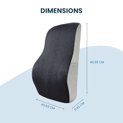Sleepsia Back Support for Office Chair 1 Year Warranty Lumbar Support for Office Chair, Car Seat Back Support, Memory Foam Pillow (Memory Foam, Black/Grey)