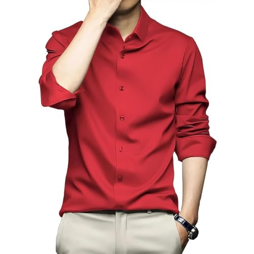 Image of DEELMO Men's Stylish Solid Satin Casual Shirt for Men Full Sleeves| Poly Satin Silk Shirt