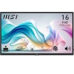 MSI PRO MP165 E6 15.6-Inch FHD Portable Monitor, 1920x1080 IPS, 60Hz, 4ms, Eye Care, Built-in Speaker/Mic, HDMI 2.0b, USB C (15WPD), Vesa Mount, Black