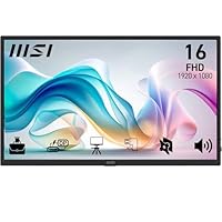 MSI PRO MP165 E6 15.6-Inch FHD Portable Monitor, 1920x1080 IPS, 60Hz, 4ms, Eye Care, Built-in Speaker/mic, HDMI 2.0b, USB C (15WPD), Vesa Mount, Black