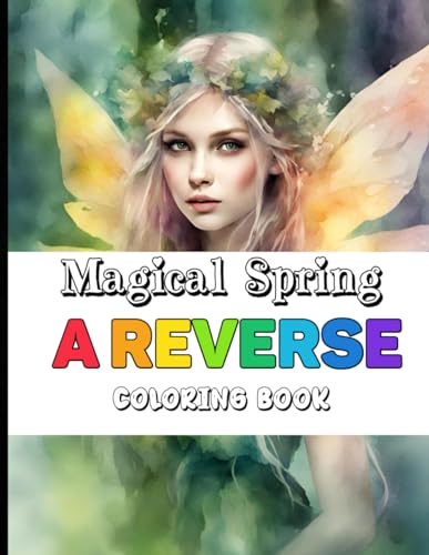 Livre de coloriage inversé adulte Magical Spring dessins fées fleurs - 2