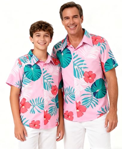 Image of SANGTREE Family Matching Hawaiian Outfits , Casual Beach Travel Clothes ,Vacation Clothing Set for Women & Men & Girls & Boys