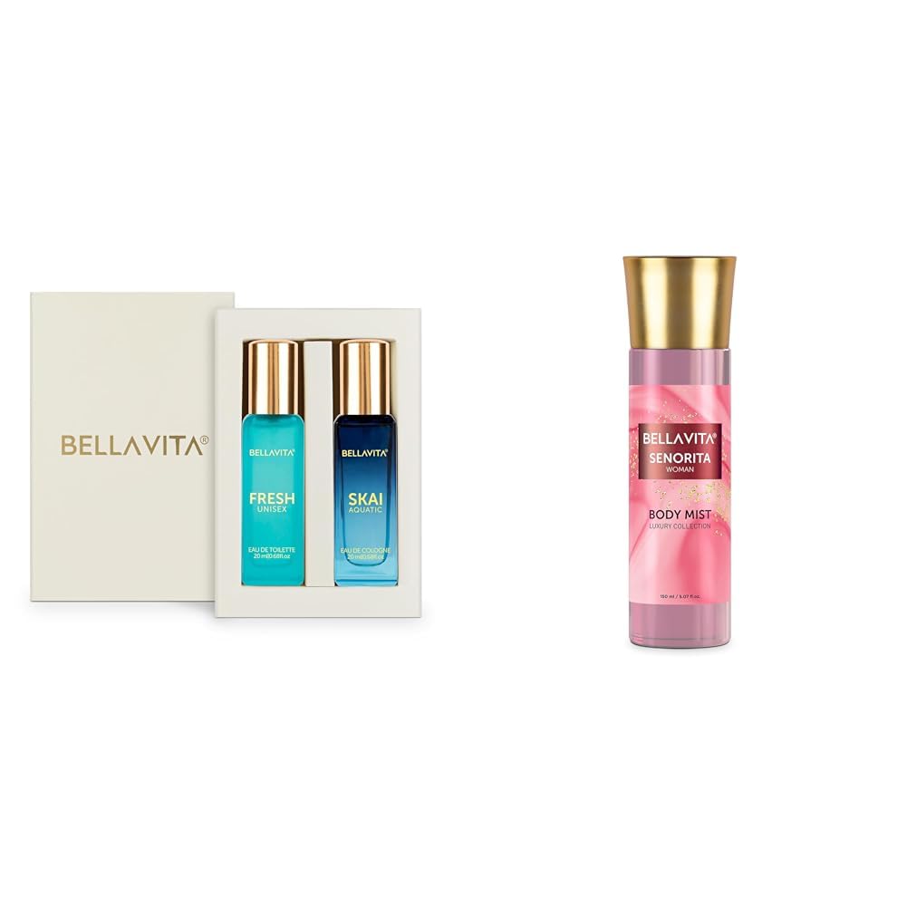 Bella Vita Luxury Skai Aquatic EDC & Fresh EDT Unisex Combo with BergamotYlang YlangPink PepperLong Lasting Fragrance ScentPack of 2 20Ml Each Senorita Women Body Spray Mist Perfume-picture-13