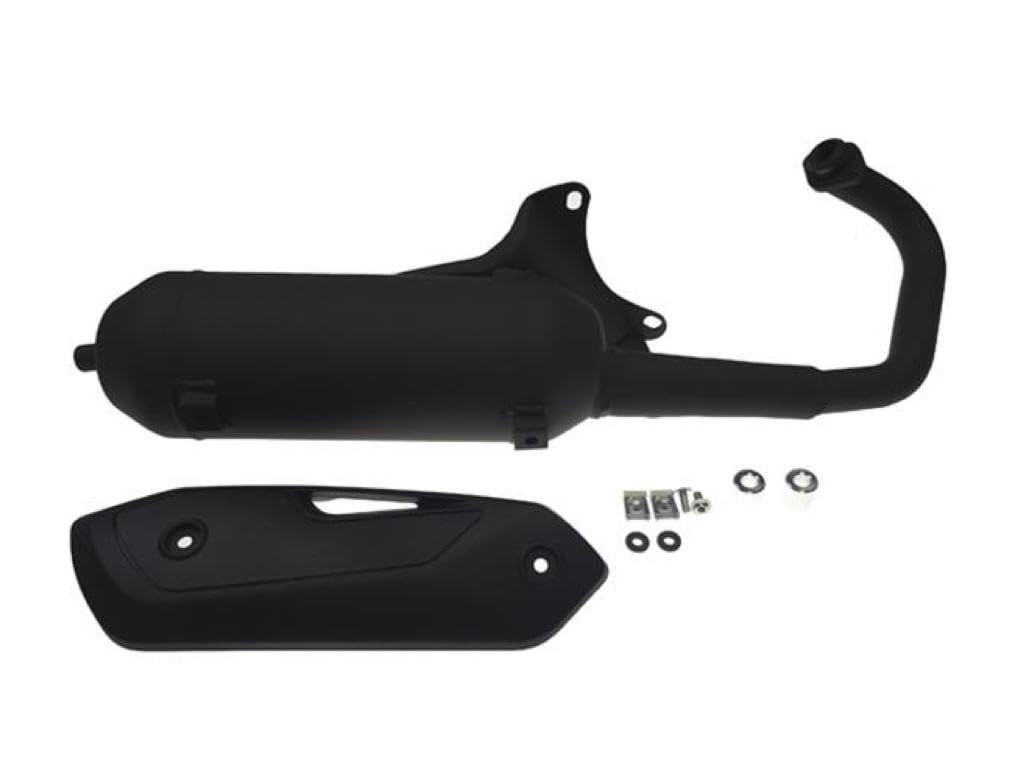 Auspuff Auspuffanlage mit E-Prüfzeichen passend für Piaggio NRG MC2 MC3 Extreme Power, TPH, NTT, passend für Gilera Runner, Derbi Atlantis 50 – Straßenzulassung (gedrosselt) – Hochwertiger Ersatz