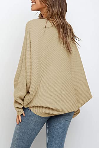 Image of Mafulus Womens Oversized Sweater Fall Winter Slouchy Pullover Jumper Tops | Crewneck,Batwing Sweaters Puff Long Sleeve,Cable,Ladies,Chunky,Knit,Tunic,Warm,Soft Sweaters