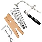 3-in-1 Professionelles Juweliersägen-Set – verstellbarer Sägerahmen, 144 Klingen (Größen 1/0–2) und V-Schlitz-Holzbankstift mit Klemme – Schmuckherstellung, Holz, Metall und Handwerk