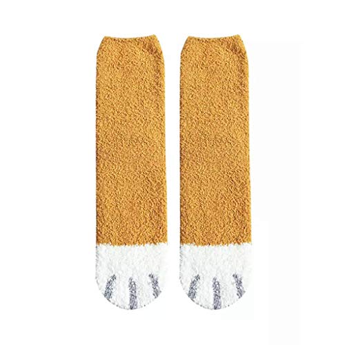 Chaussettes d’hiver chaudes et moelleuses pour femme Motif mignon pattes de chat - - Taille Unique