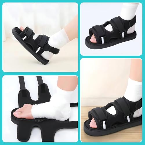 HLIWS 1 x Verstellbarer Gips-Bergungsschuh,Gipsschuhe für Knochenbrüche,Post-OP-Schuhe,Gipsschuhe,Geeignet für Menschen mit Fußfrakturen und eingeschränkter Bewegung,für linken und rechten Fuß,Schwarz