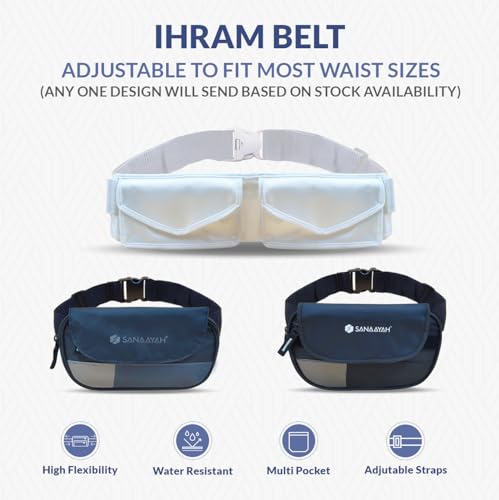 Ihram Ehram Ahram with Free Belt for Hajj and Umrah - 2 Towels 110 x 220cm Jacquard Seamless Pattern